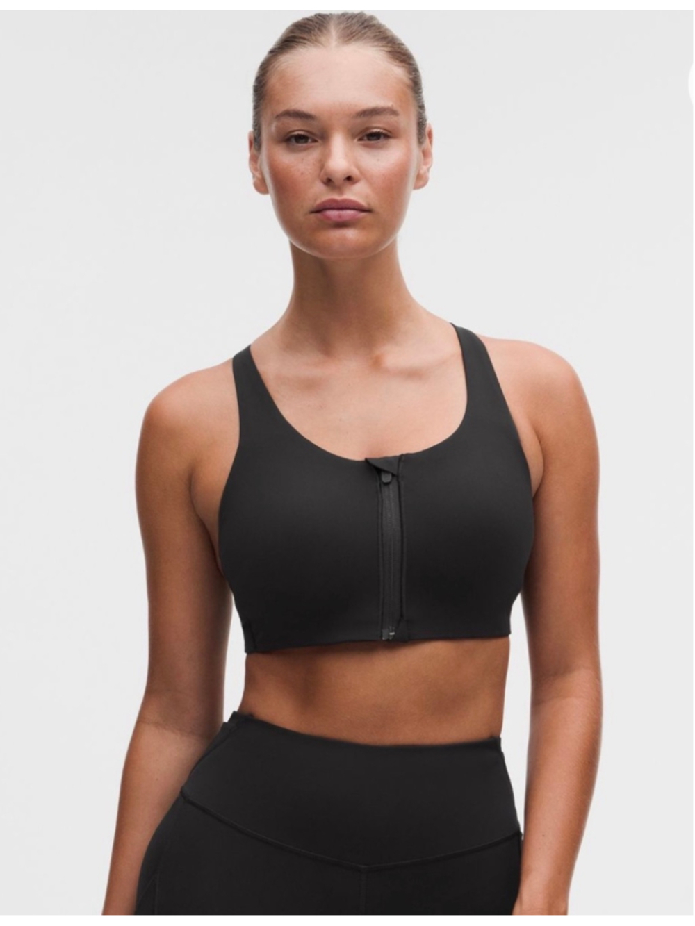 Lululemon Energy Zip Front Bra High Support 38DD Black Running NWT